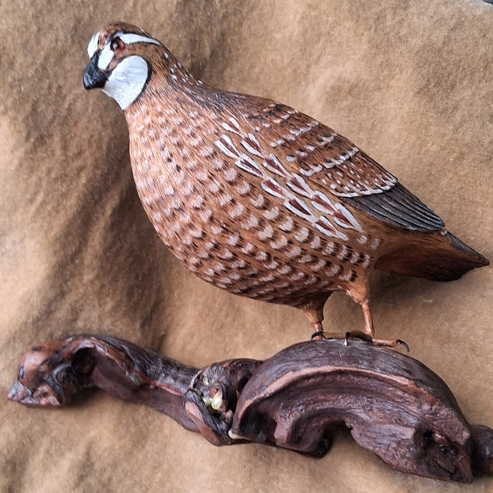 Hand Carved Male Northern Bobwhite Quail By N. Zempel 2002 Feather Detailing