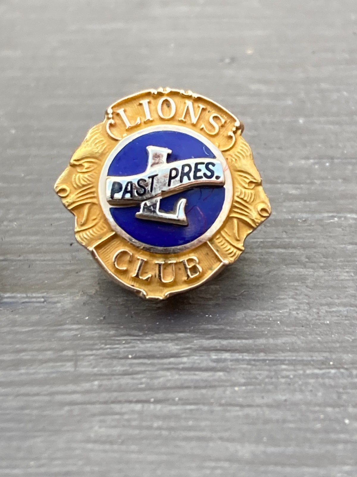 VTG Lions Club Past President Pin Solid 10k Yellow Gold Enamel Service Award