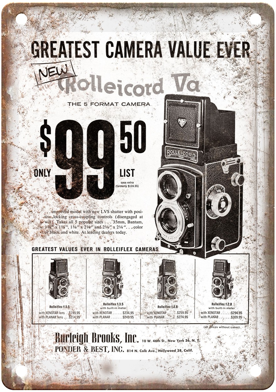 1958 Rollei Vintage Film Camera Advertisement Retro Look Metal Sign C1628