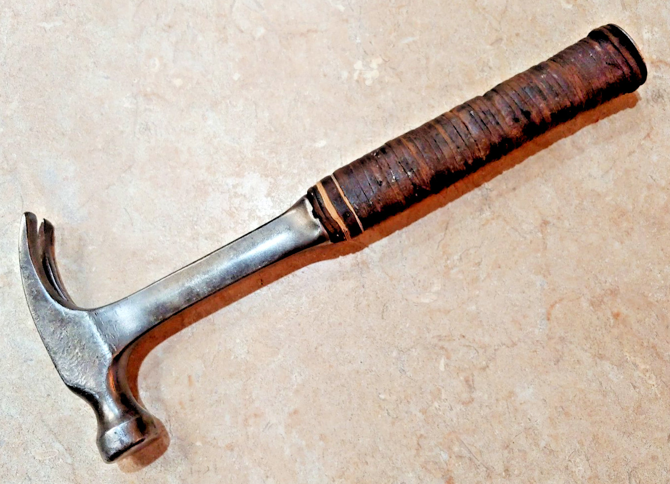 Vintage Estwing 16 oz. Claw Hammer, Stacked Leather Handle - Weathered USA