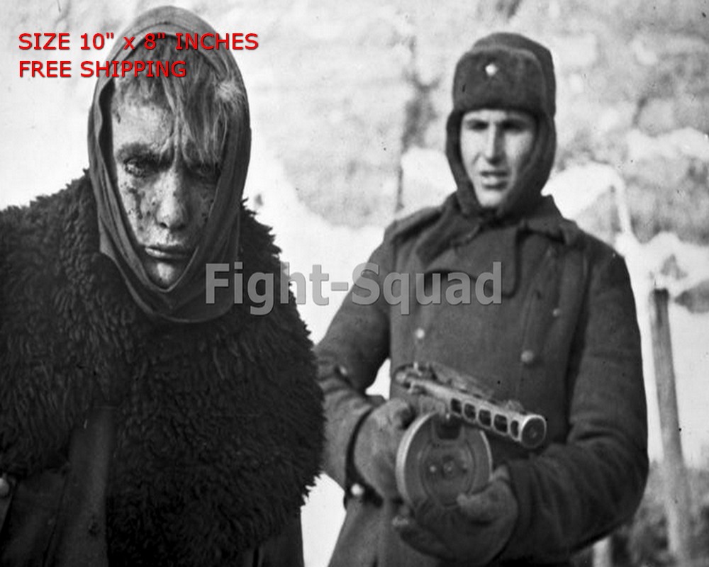 WW2 8x10 Photo 1943 Russian soldier with PPSh-41 gun with wounded German O1692 WW2 8x10 Photo 1943 Russian soldier with PPSh-41 gun with wounded German O1692