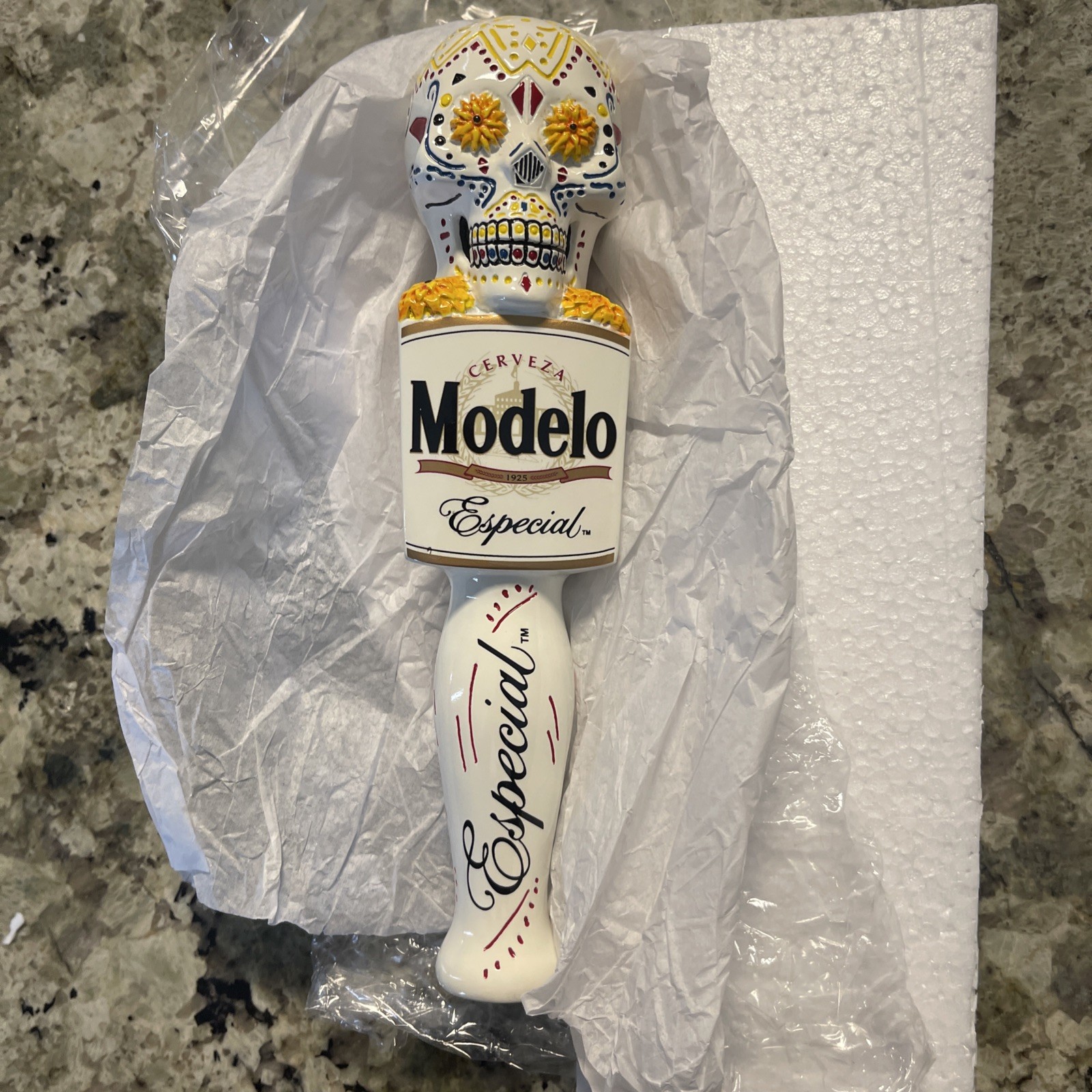 Rare Modelo Especial Sugar Skull Beer Draft Tap Handle 9  1/4