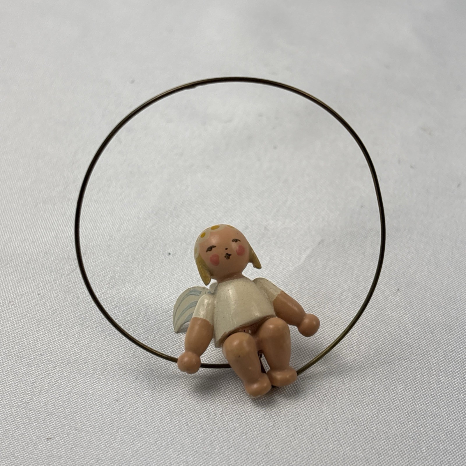 Vintage Erzgebirge Wendt Kuhn Germany Wood Miniature Angel Ring ornament