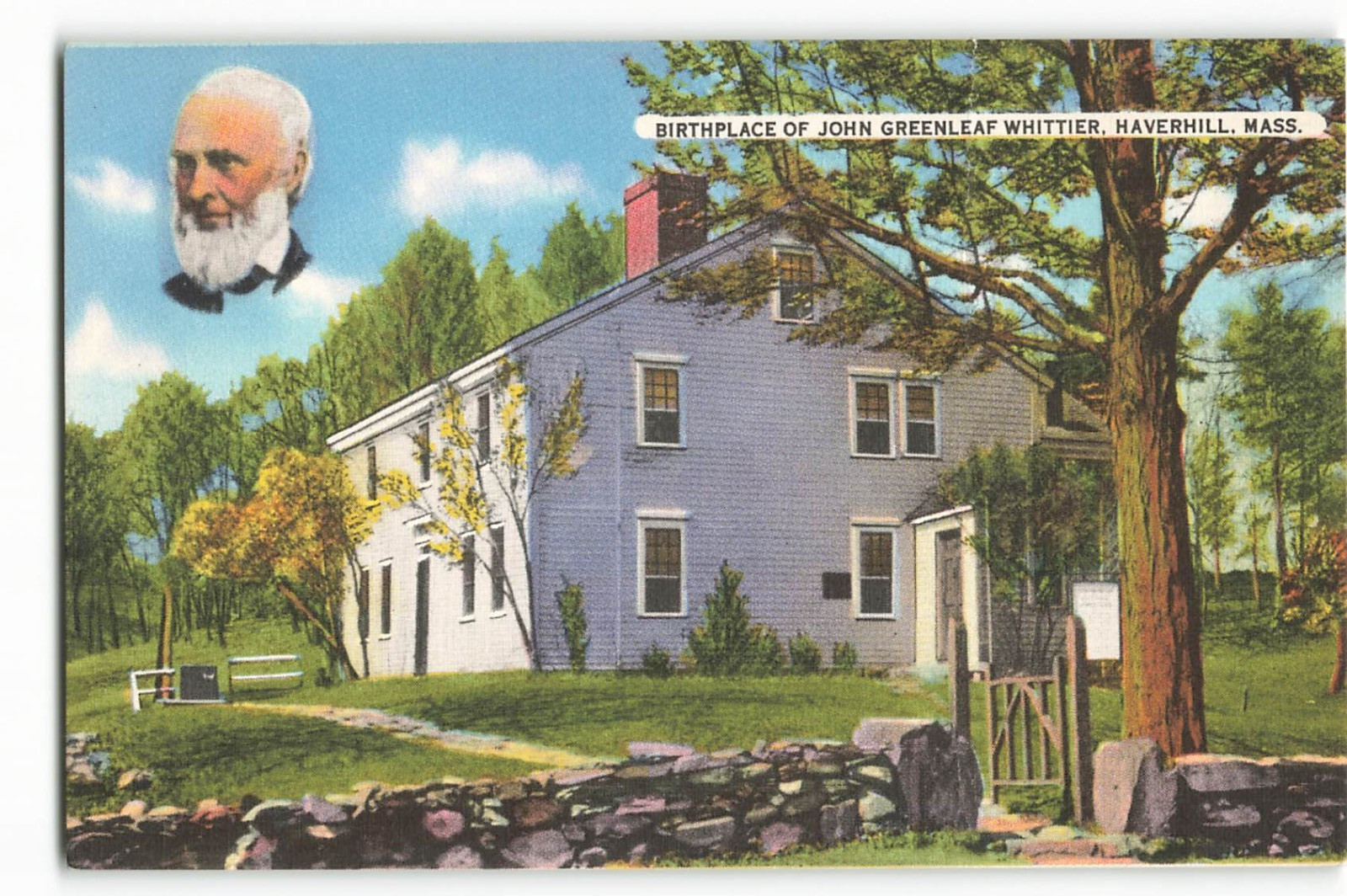 Birthplace of John Greenleaf Whittier in Haverhill, Mass VTG Postcard CG4.