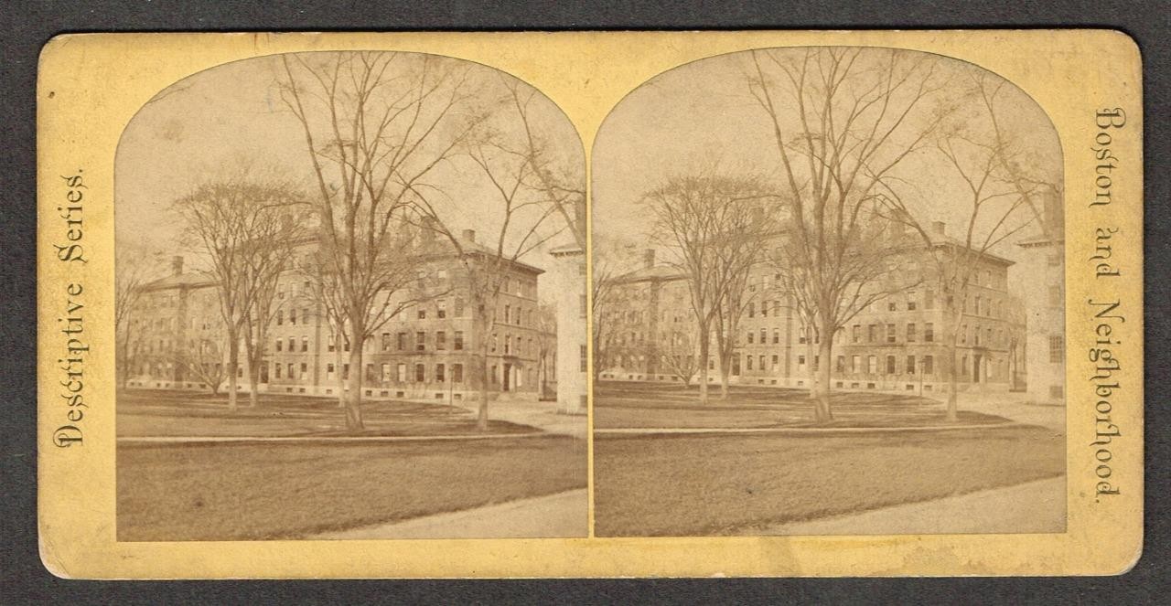 b444, Descriptive Series Stereoview, # -, Harvard - Thayer Hall, MA, 1870s
