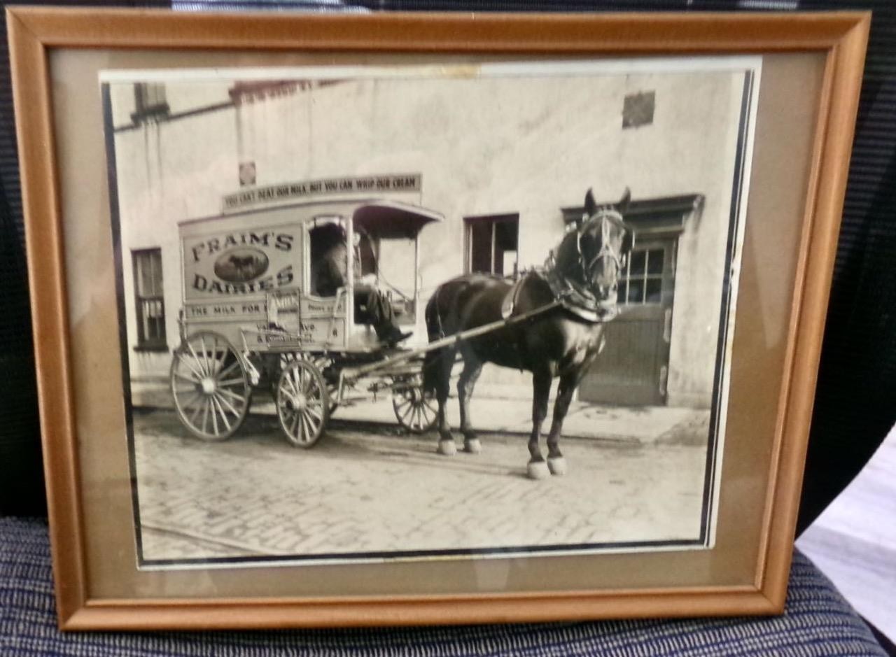 Early 1900\'s Fraim\'s Dairy Wilmington De. Horse Drawn Delivery Wagon B &W Photo Early 1900\'s Fraim\'s Dairy Wilmington De. Horse Drawn Delivery Wagon B &W Photo