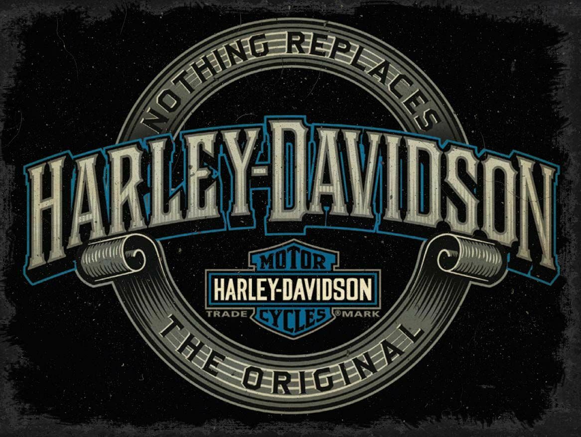 HARLEY DAVIDSON NOTHING REPLACES THE ORIGINAL HEAVY DUTY USA MADE METAL ADV SIGN HARLEY DAVIDSON NOTHING REPLACES THE ORIGINAL HEAVY DUTY USA MADE METAL ADV SIGN