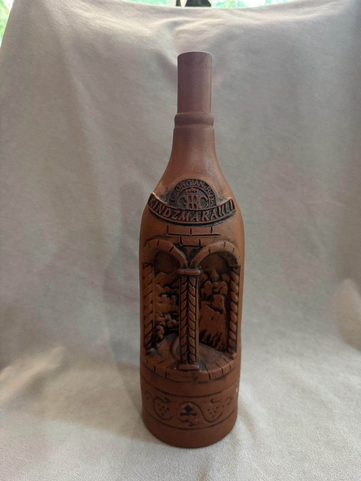 Vintage Kindzmarauli Georgian Ceramic Clay Wine Bottle Vintage Kindzmarauli Georgian Ceramic Clay Wine Bottle