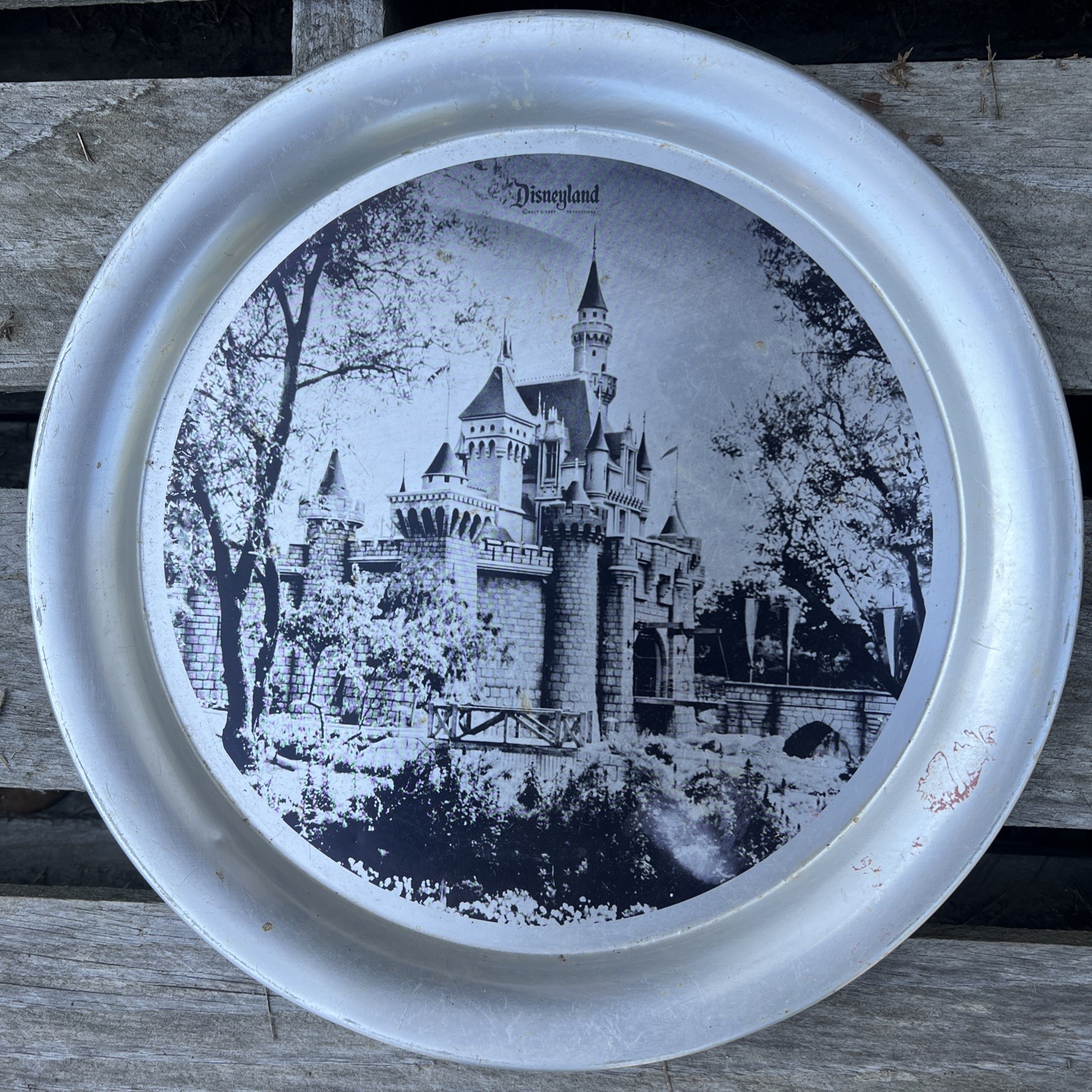 Vintage 1960s Disneyland Metal Serving Tray Sleeping Beauty Castle