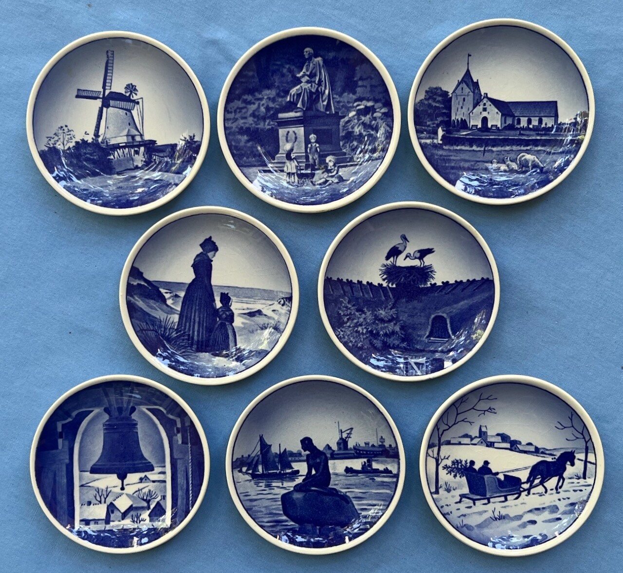 Set 8, Royal Copenhagen Miniature Plates Plaques, Little Mermaid etc Denmark Set 8, Royal Copenhagen Miniature Plates Plaques, Little Mermaid etc Denmark