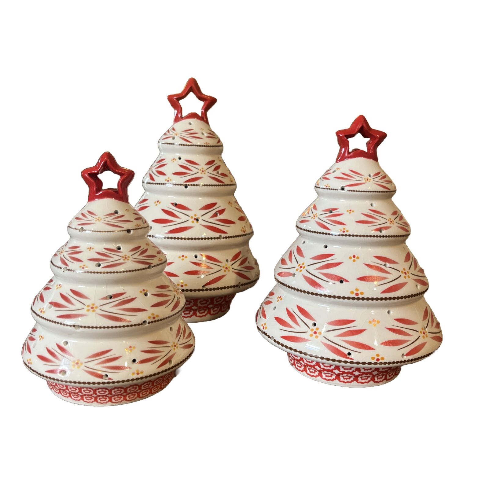 Temptations By Tara Light Up Christmas Trees Set Of 3 Old World Red Cranberry