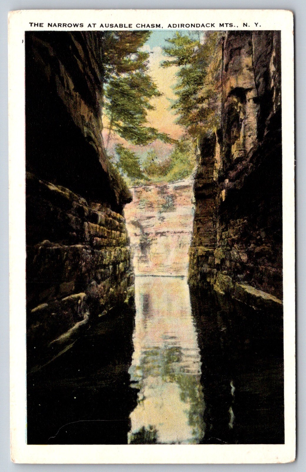 Vintage Postcard The Narrows Ausable Chasm Adirondack Mountains NY Tichnor
