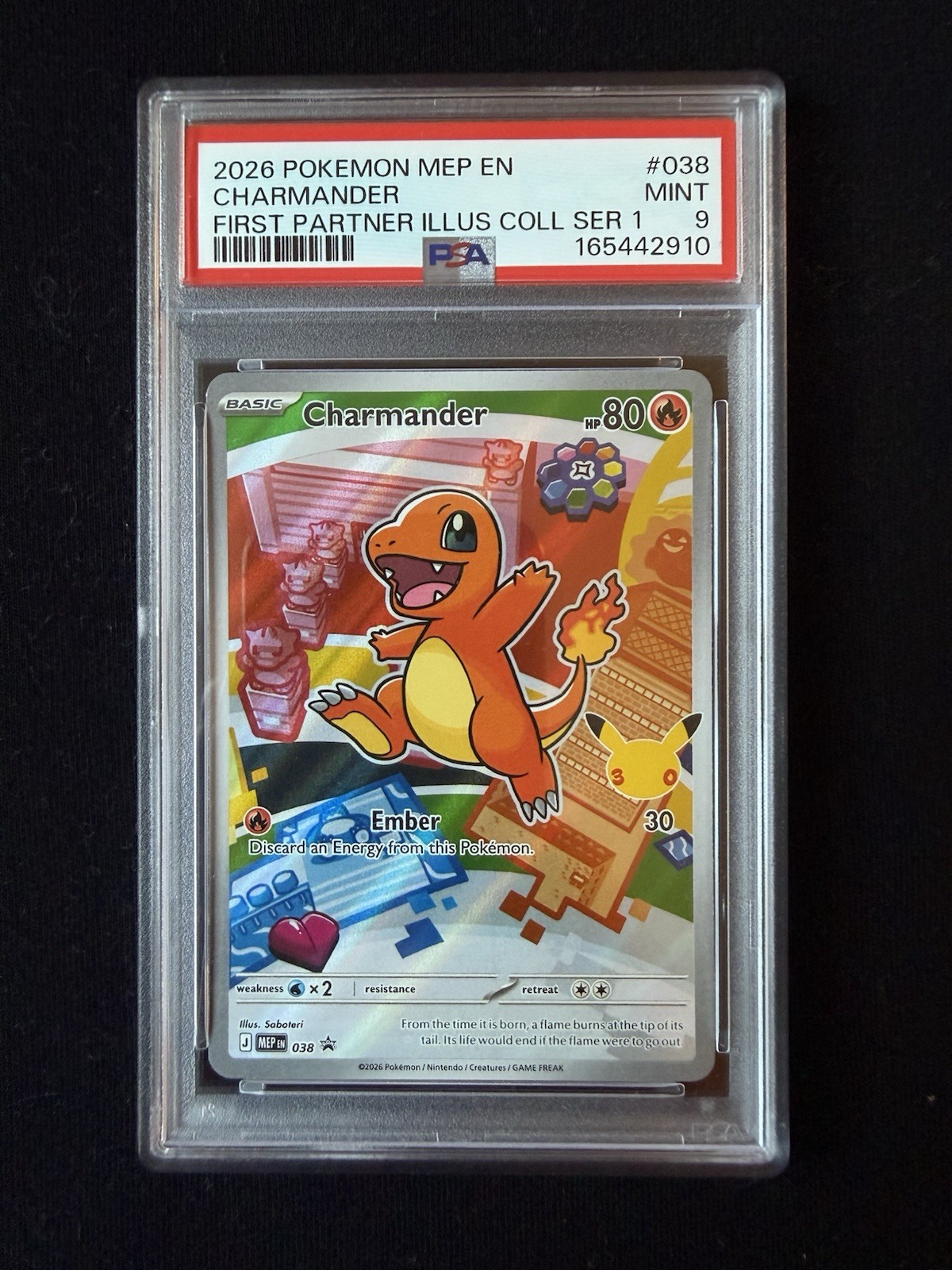 Pokémon TCG Charmander MEP 038 First Partner Black Star Promo PSA 9