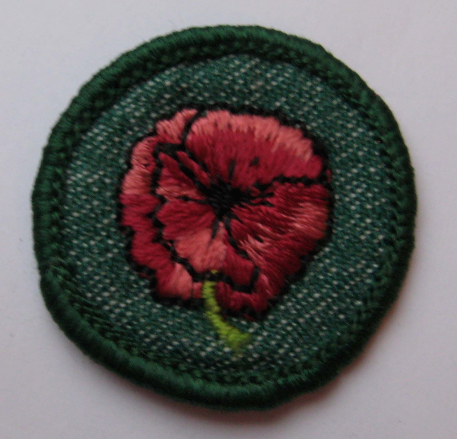 Vintage 1955-1960 Girl Scout GARDEN FLOWER BADGE Red Poppy Finder Patch Botany
