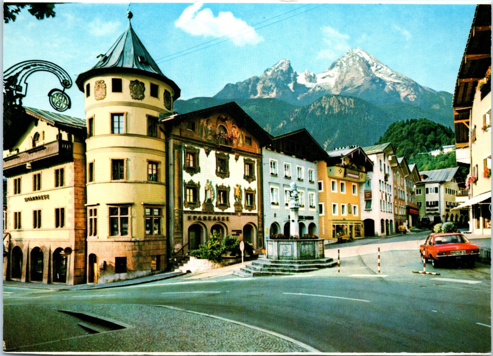Vintage Postcard Berchtesgaden Market Square Watzmann Germany