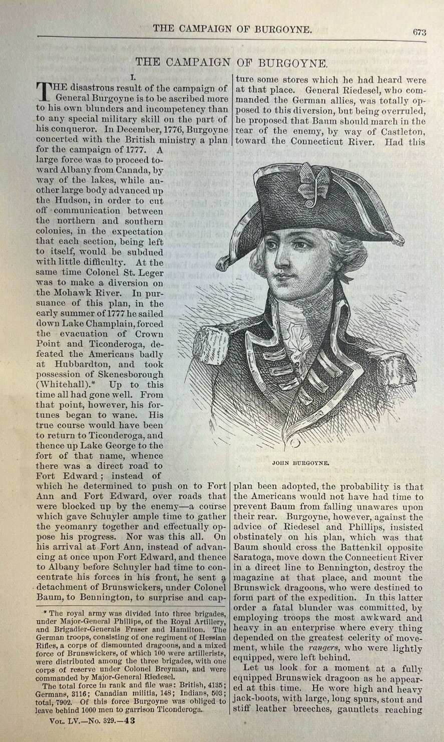 1877 General John Burgoyne Revolutionary War illustrated 1877 General John Burgoyne Revolutionary War illustrated
