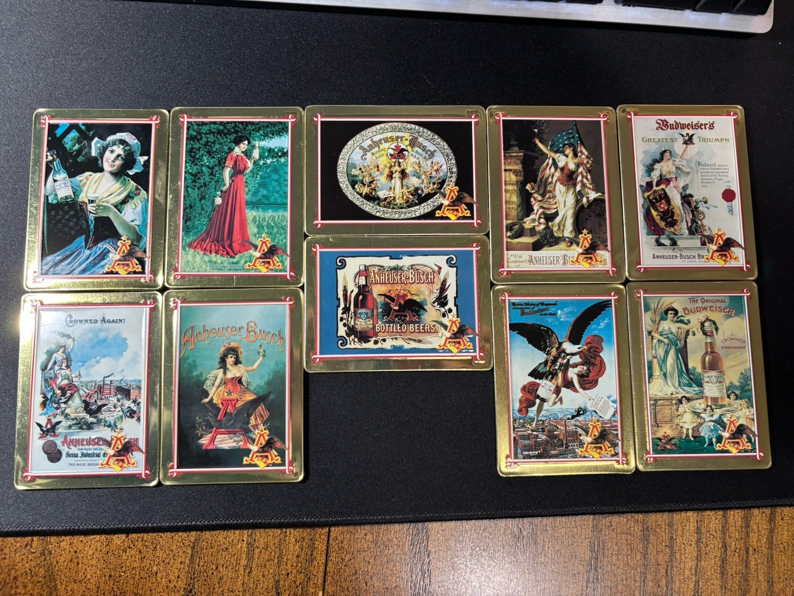 Vintage 1996 Anheuser-Busch Embossed Metal Collector Tin 10 Card Set Budweiser