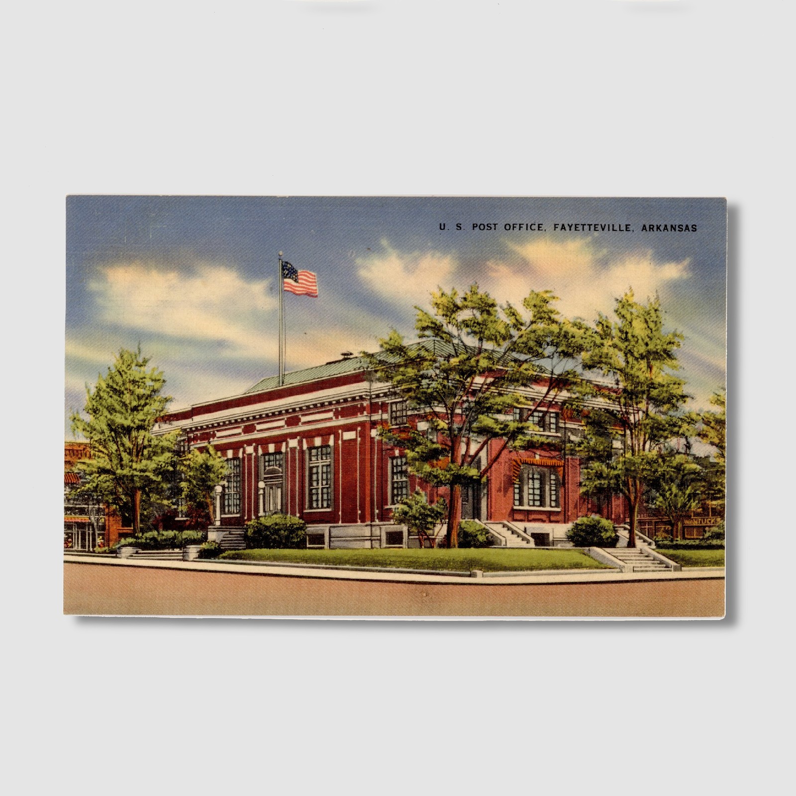 Postcard US Post Office Fayetteville Arkansas Ozark Grocer Co pm July 1946 E655