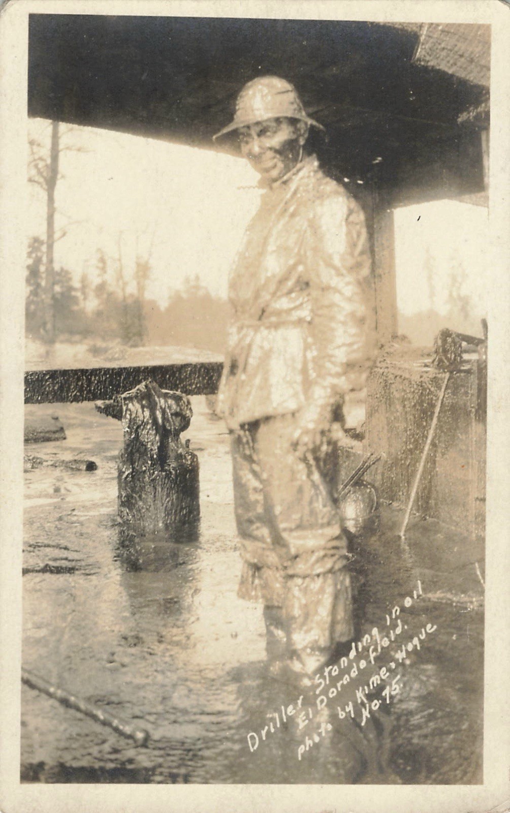 1920s El Dorado Arkansas Oil Driller Covered in Oil RPPC Photo Postcard