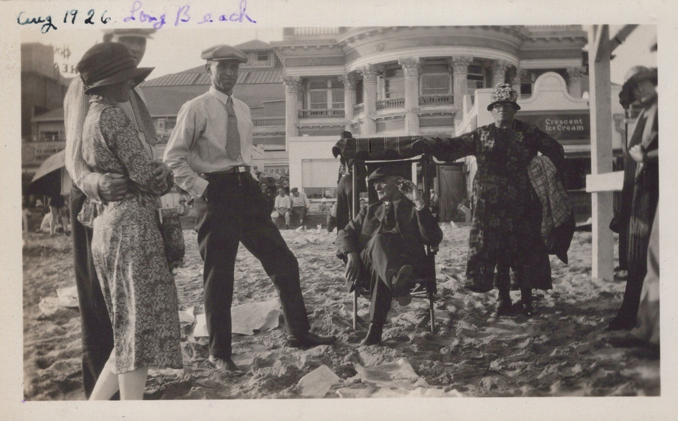 Long Beach CA 1926 Beach Snapshot Boardwalk Crescent Ice Cream - Original Photo