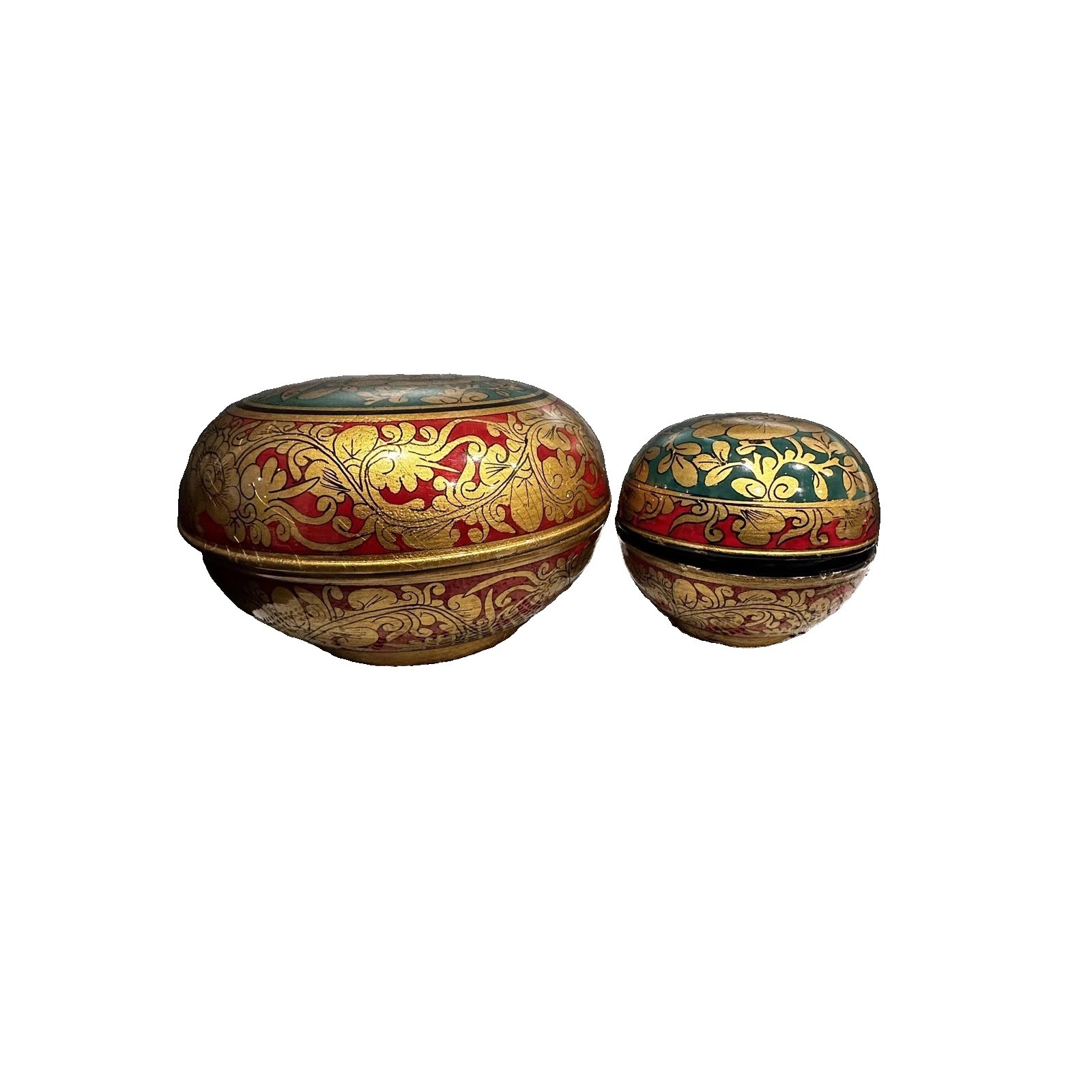 Vintage Hand Painted Wooden Trinket Boxes – Set of 2 Vintage Hand Painted Wooden Trinket Boxes – Set of 2