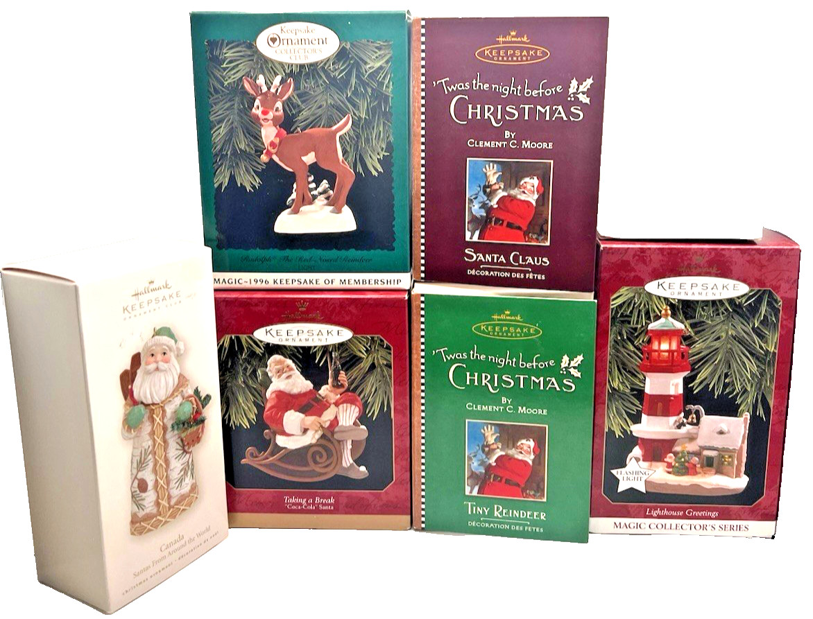 Vintage HALLMARK Collectible Keepsake Christmas Ornament Lot Of 7 Boxed New