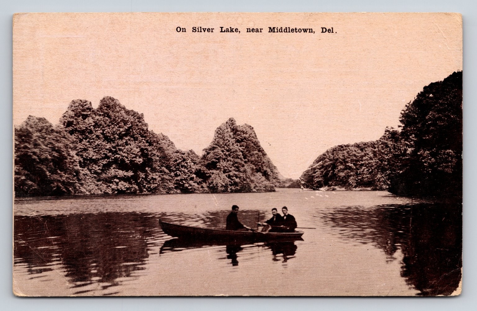 Silver Lake Middletown Delaware 1911 Rowboat Scene Vintage Postcard