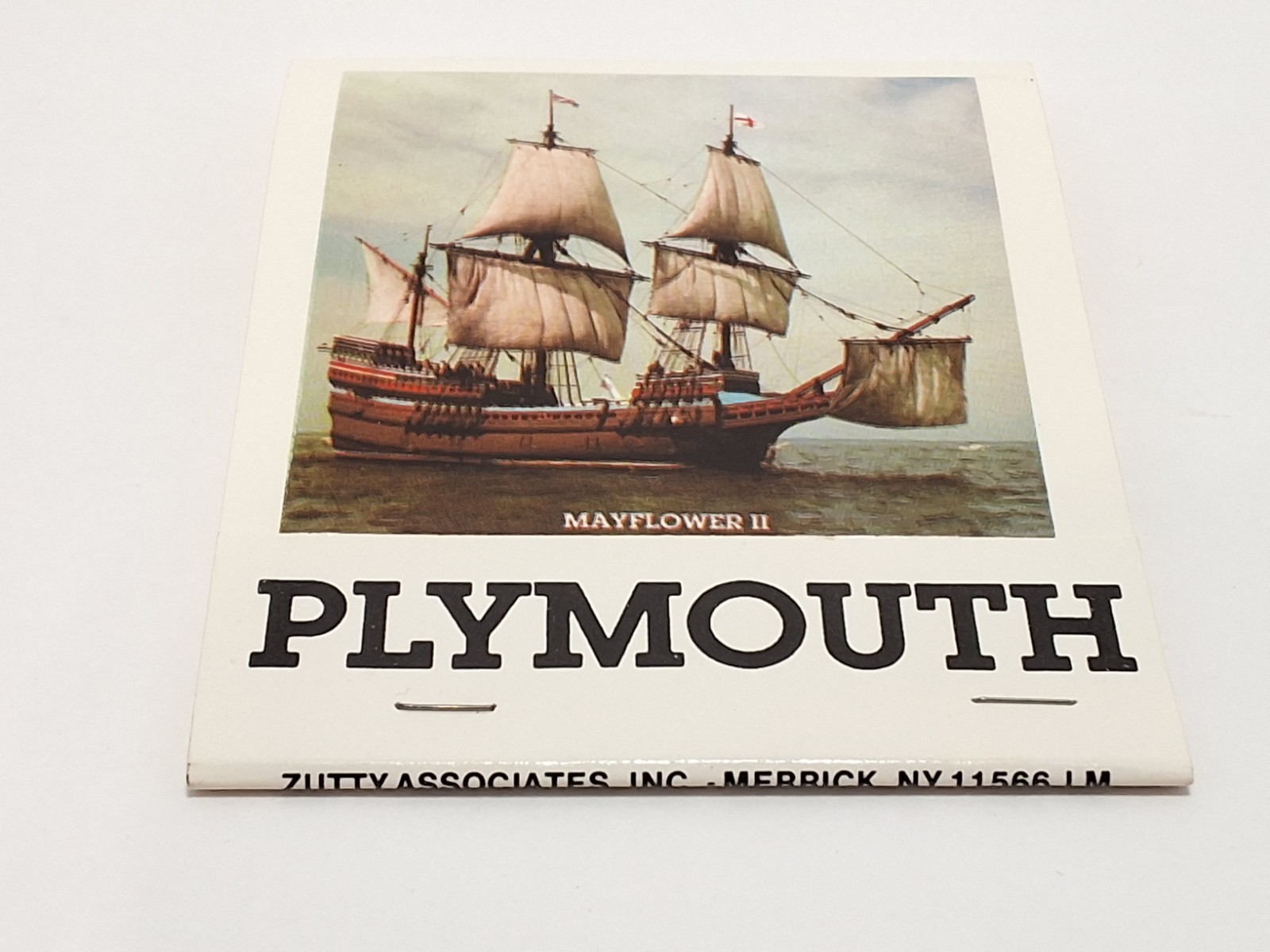 VTG Large Matchbook Plymouth Massachusetts Rock Mayflower Ship