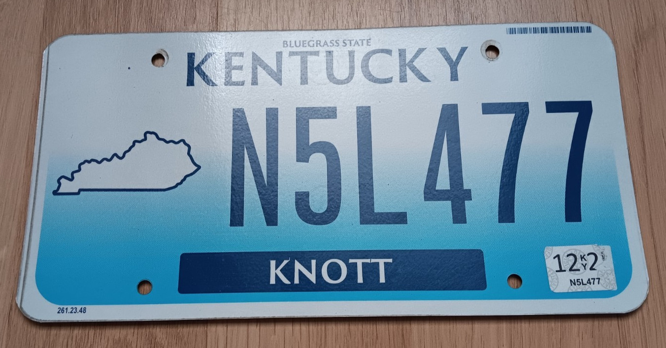 Kentucky License Plate N5L477 Knott Bluegrass State Man Cave Garage Tag Decor