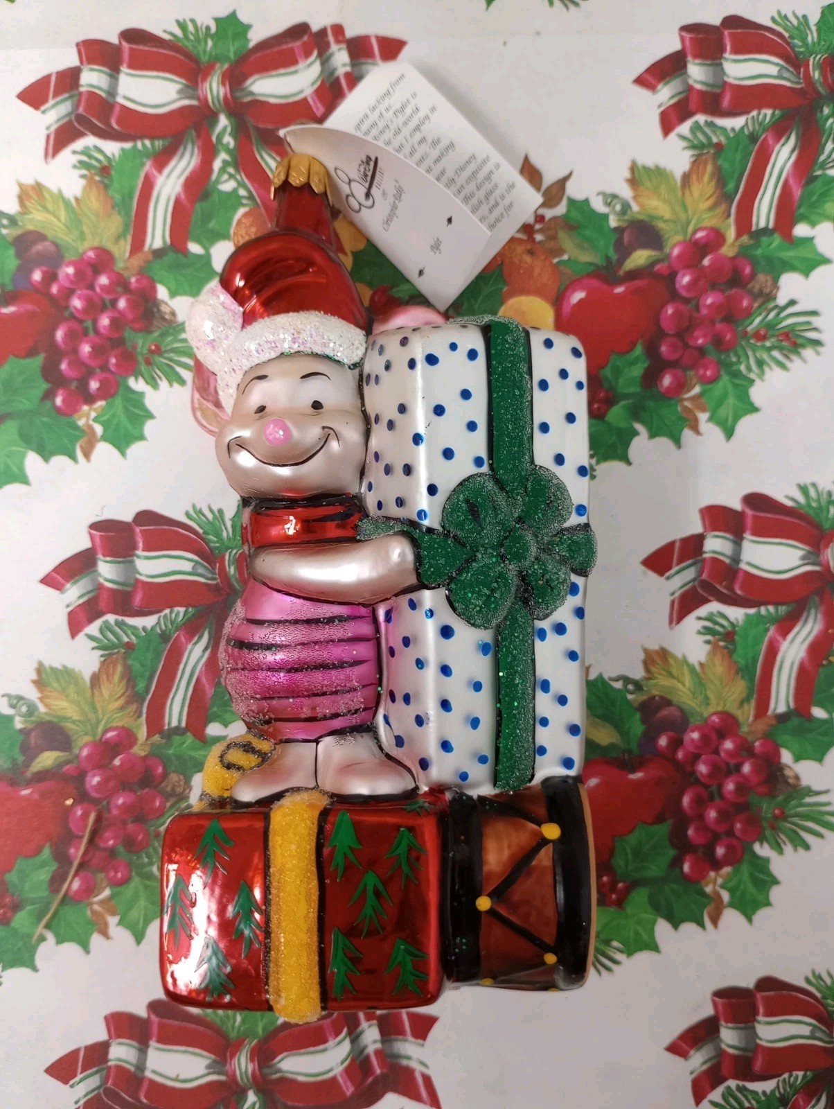 Vintage 1997 Christopher Radko Piglet (3489/5000) Glass Ornament Christmas 