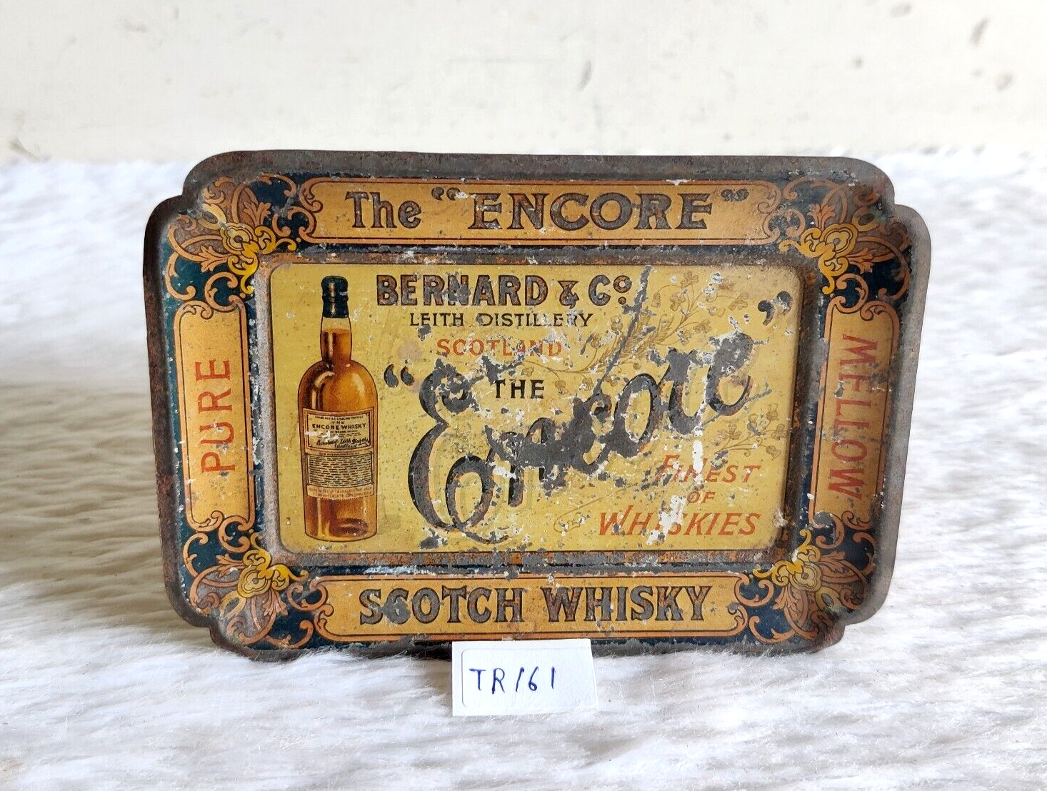 Antique Bernard & Co. The Encore Whisky Pure Mellow Advertising Tin Tray TR161
