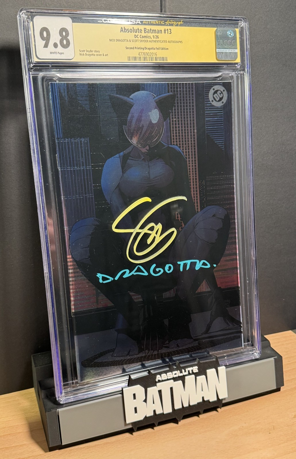 Absolute Batman #13 CGC 9.8 JSA Snyder Dragotta Signed Foil Top Pop 1/3