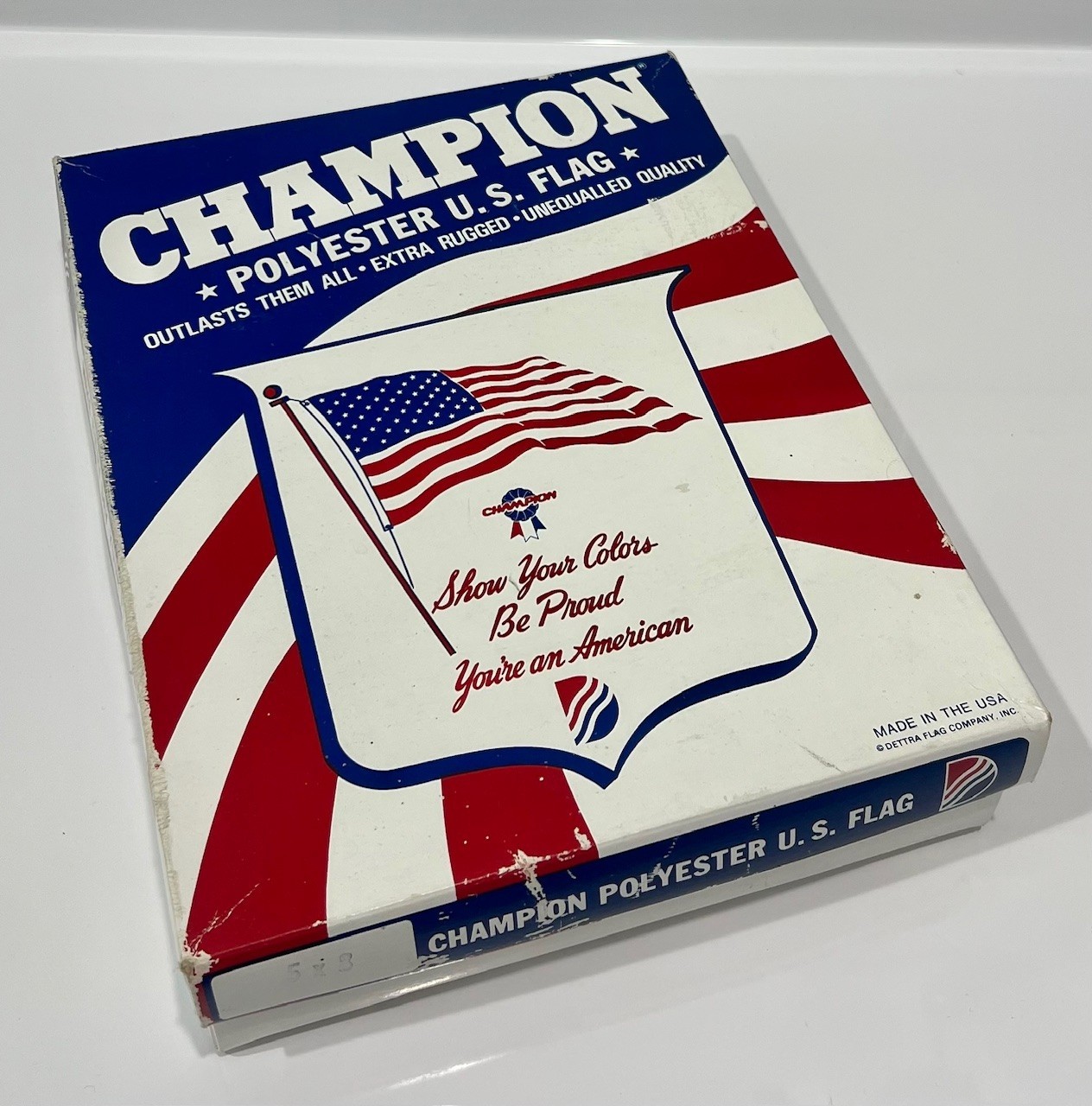 Vintage DETTRA 50 Star CHAMPION Polyester 5\' x 8\' AMERICAN FLAG New Old Stock Vintage DETTRA 50 Star CHAMPION Polyester 5\' x 8\' AMERICAN FLAG New Old Stock