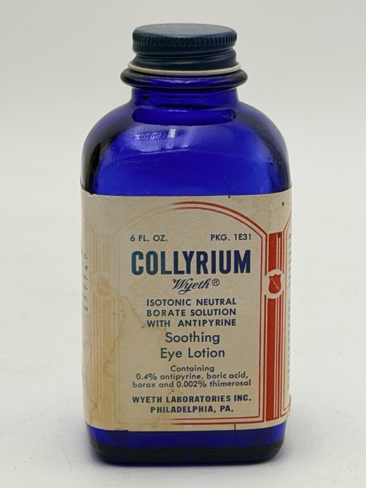 Wyeth\'s Collyrium Soothing Eye Lotion - 6 FL. OZ. - Vintage Bottle EMPTY