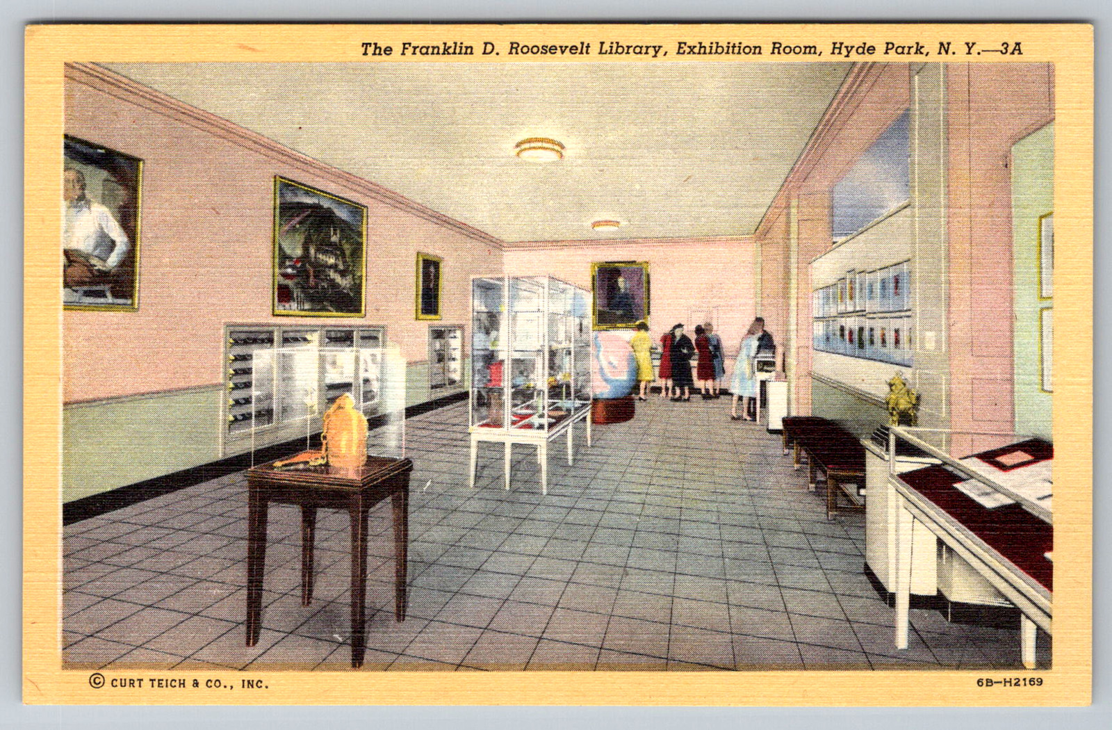 c1940s Franklin D. Roosevelt Library Hyde Park Linen Postcard