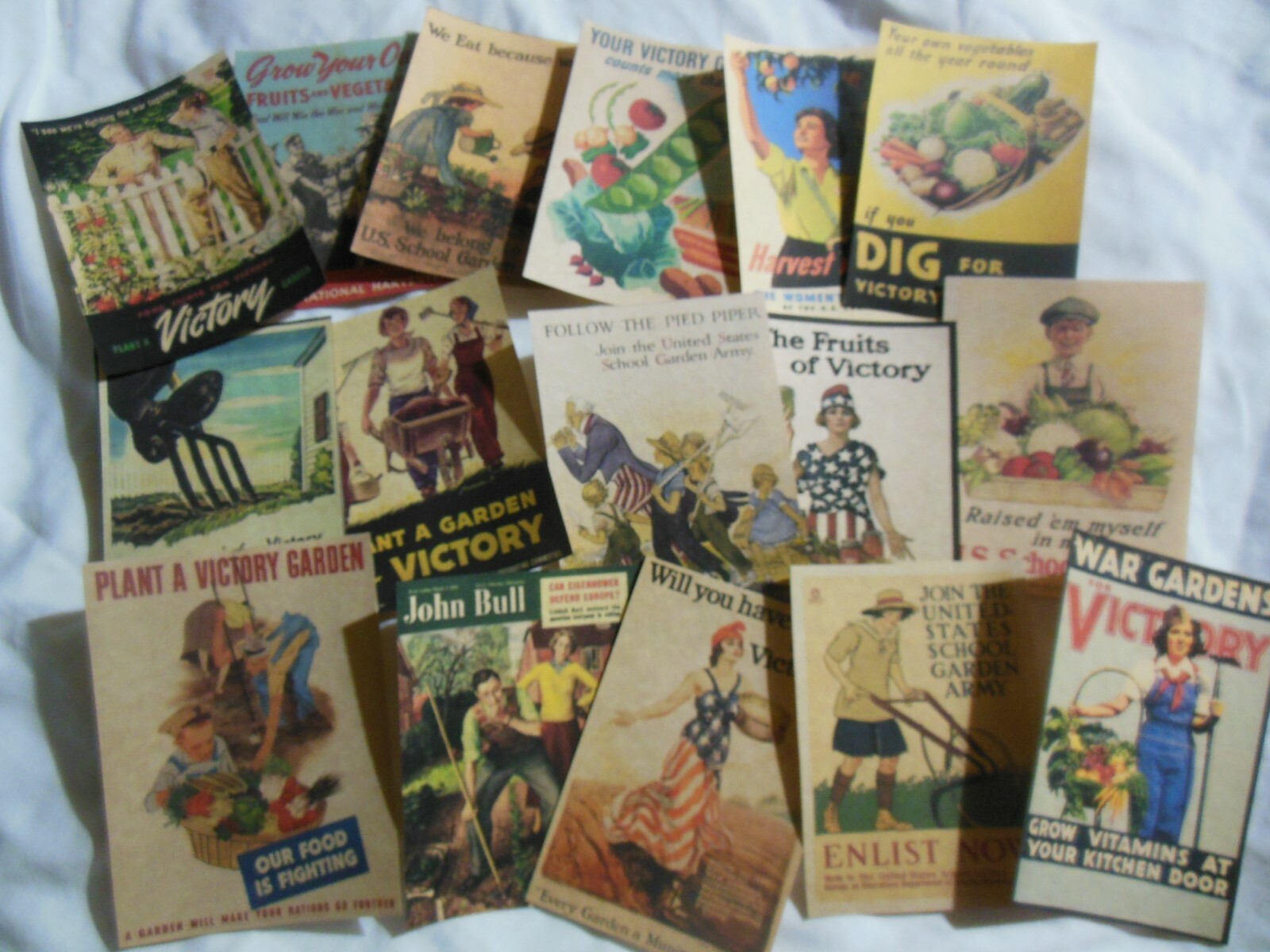 Set of 16 LARGE Victory Garden WWII images taken from 1940's war garden posters