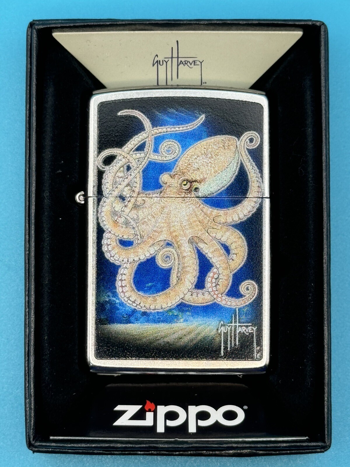 Guy Harvey Octopus Chrome Zippo Lighter NEW 46729