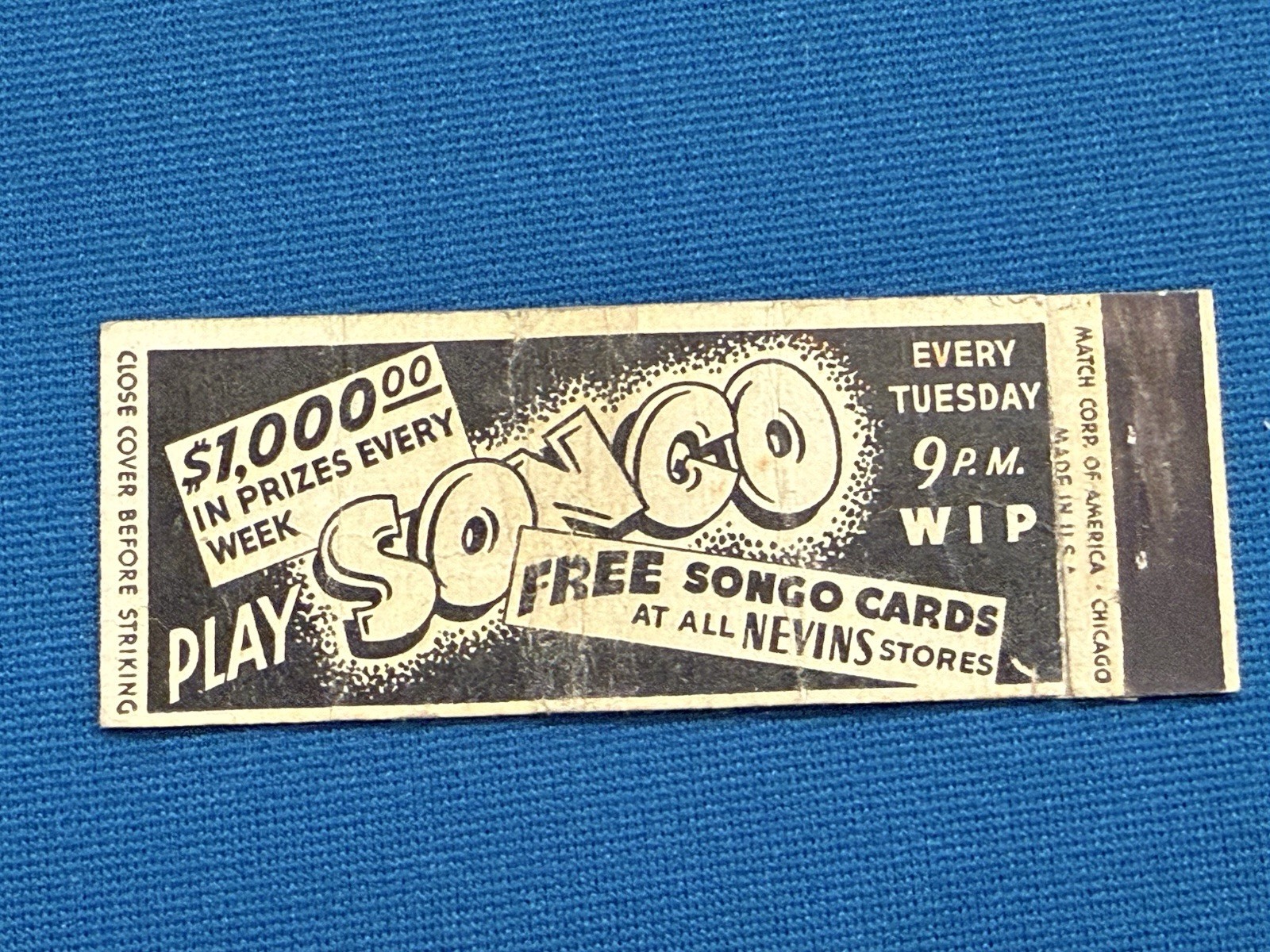 Sonco Greeting Cards Nevins Drug Advertising VTG Matchbook Cover Lt#1665