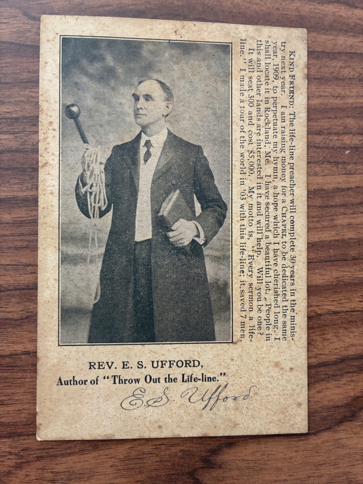 Antique Real Photograph Postcard Rev. Edward Smith Ufford Rockland Maine Hymn