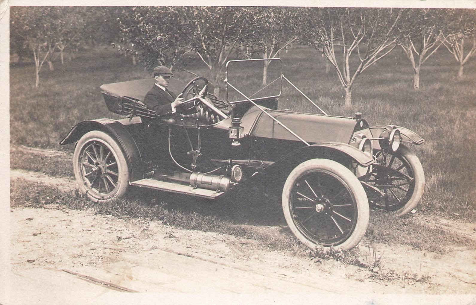 Milwaukee Wisconsin WI Man Driving Fancy Antique Automobile Orchard RPPC 1912