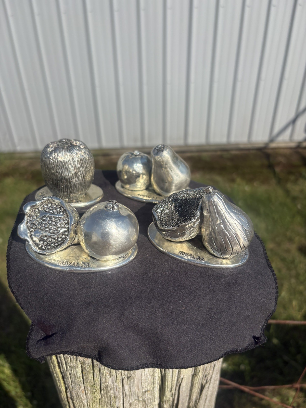 Lot of 4 Italian Royal 33 Sterling Silver Plated .925 Figural Fruits Fig, Pear Lot of 4 Italian Royal 33 Sterling Silver Plated .925 Figural Fruits Fig, Pear