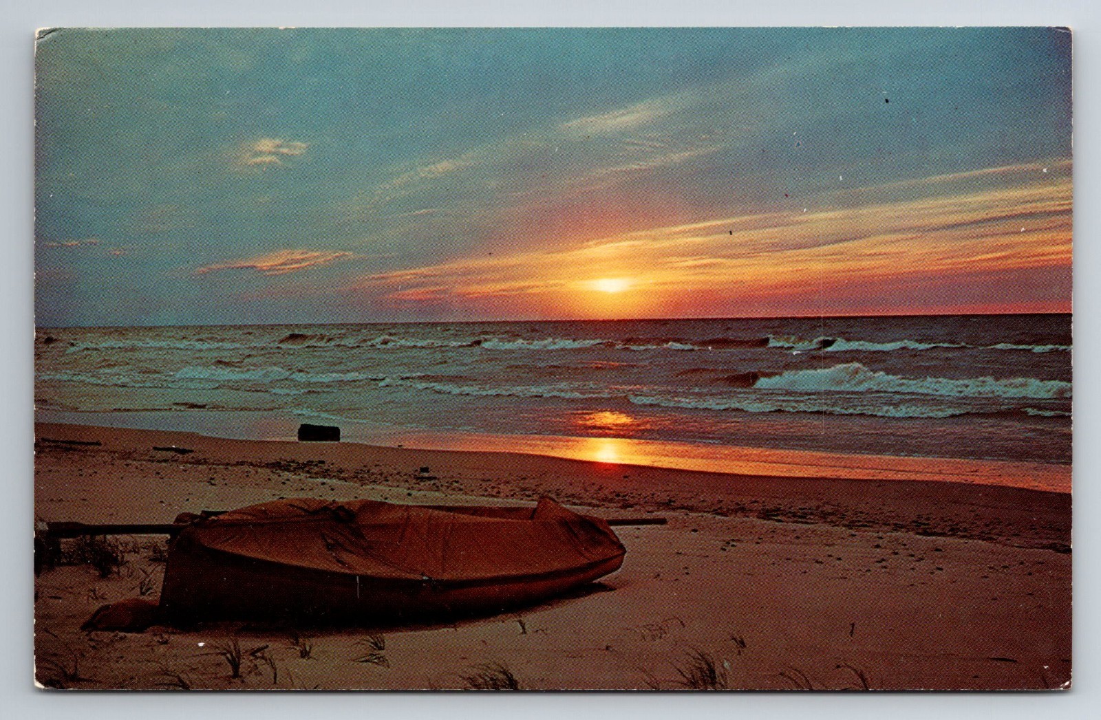 IN, Chesterton, Indiana Dunes State Park, Sunset, Lake MI, Vintage Postcard