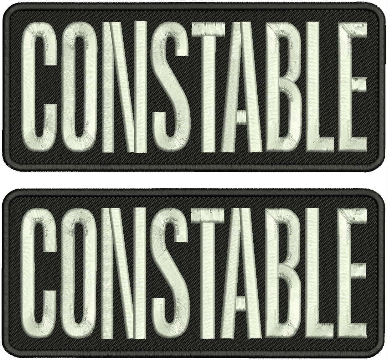 CONSTABLE 2 EMBROIDERY PATCHES 4X10 WHIT HOOK ON BACK BLK/SILVER