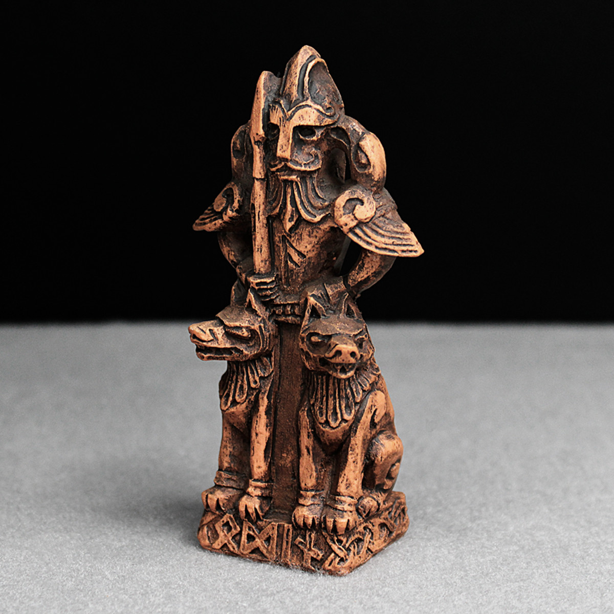 Odin Statue - Wood Finish - Norse Asatru God Viking Figurine Home Altar Decor