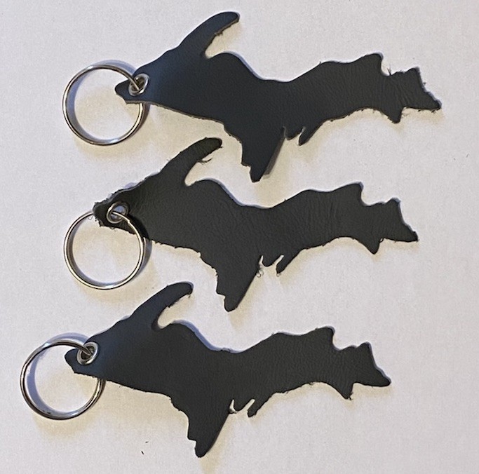 LOT of 3 Upper Peninsula Leather Key Chains, Michigan U.P. 906 Yooper Souvenir LOT of 3 Upper Peninsula Leather Key Chains, Michigan U.P. 906 Yooper Souvenir
