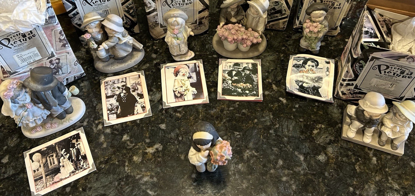 Kim Anderson Pretty as a Picture Figurines Lot of 7 Enesco Porcelain Bisque W/Bx