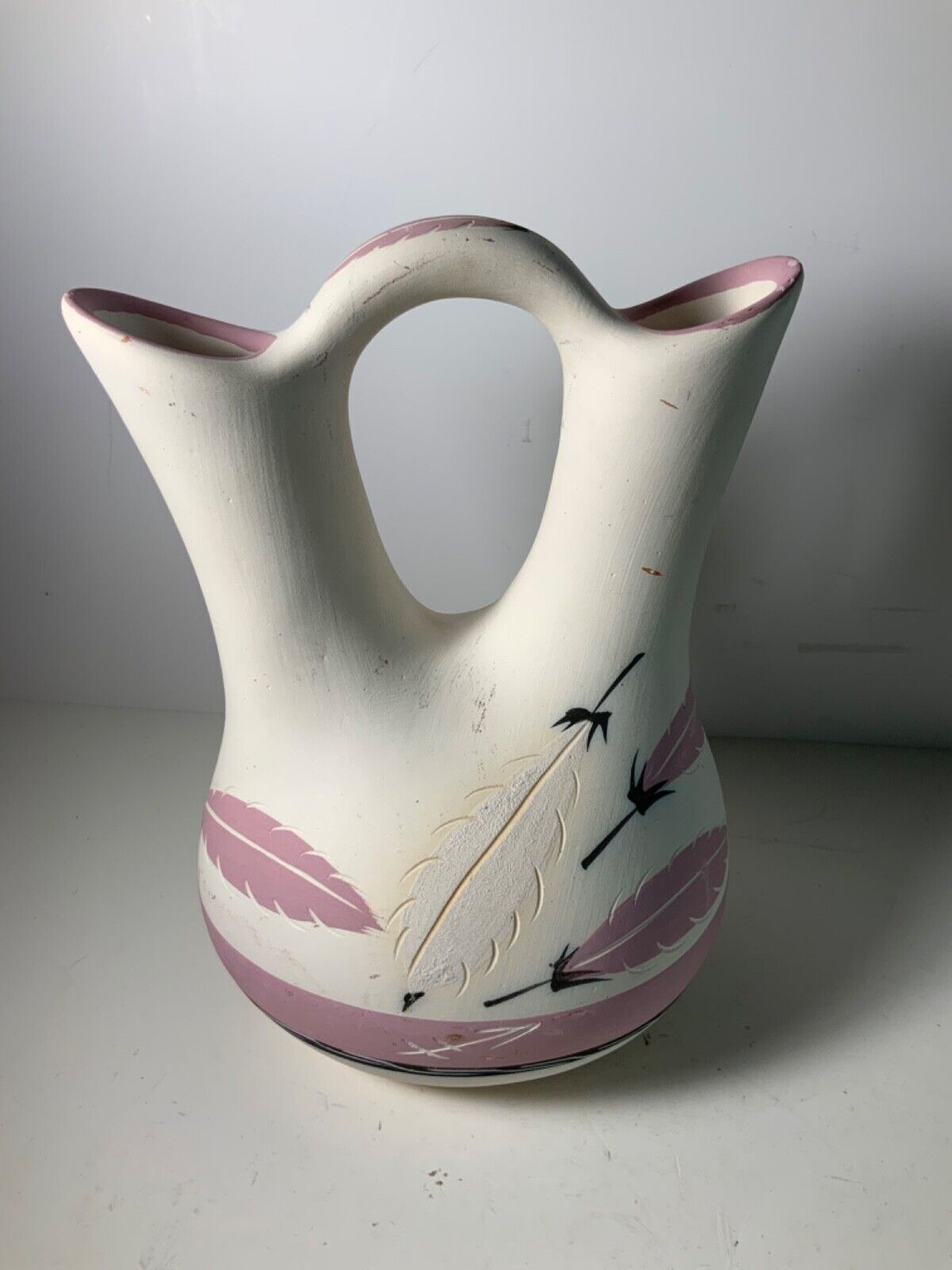 Vintage Navajo Native American Little Violet Pottery Wedding Vase 7.5 in.