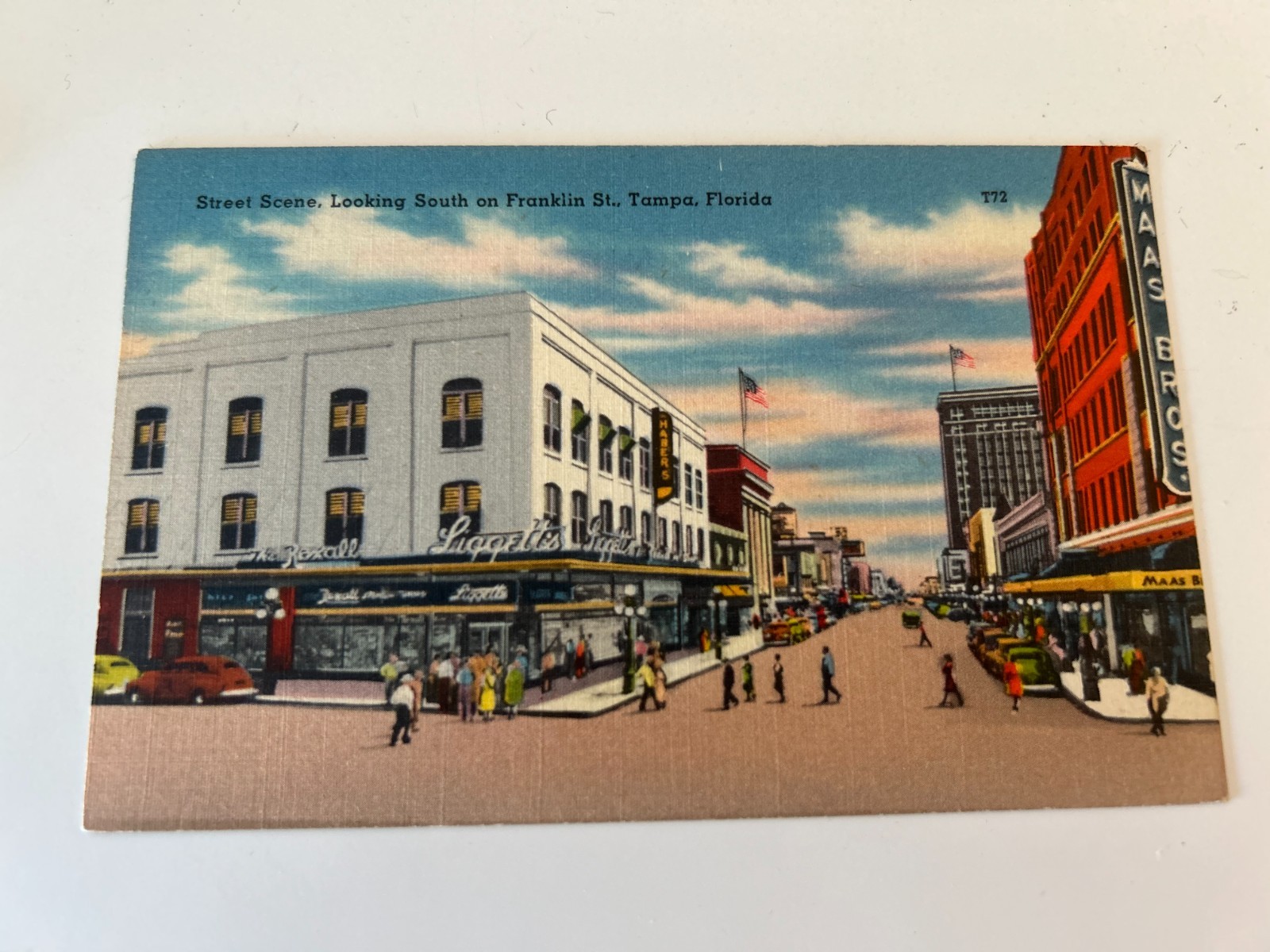 Street Scene Looking South on Franklin Street Tampa Florida FL Postcard