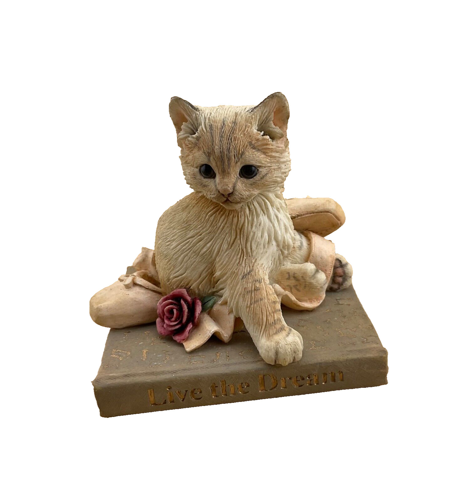 Country Artists kitten sitting on a book “ live the dream”  figurine