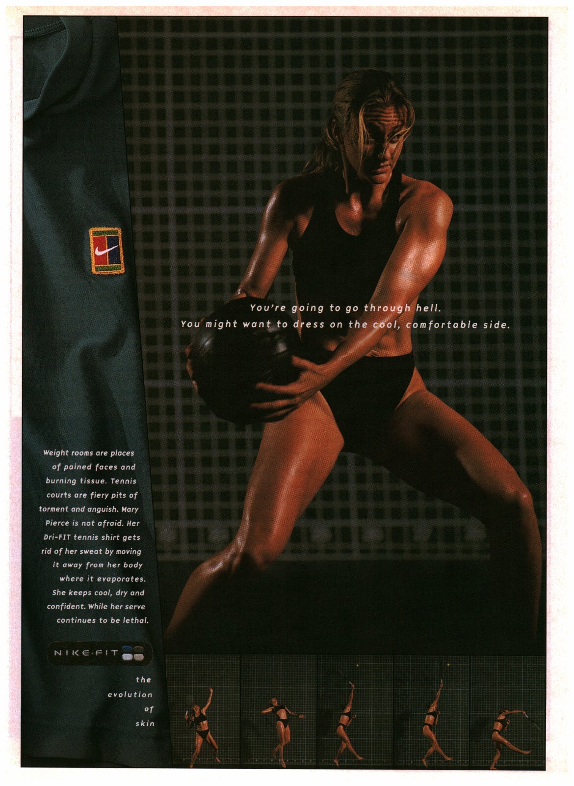 Nike 1998 Nike Fit Clothing Vintage Print Ad Mary Pierce Tennis Sweaty Workout Nike 1998 Nike Fit Clothing Vintage Print Ad Mary Pierce Tennis Sweaty Workout